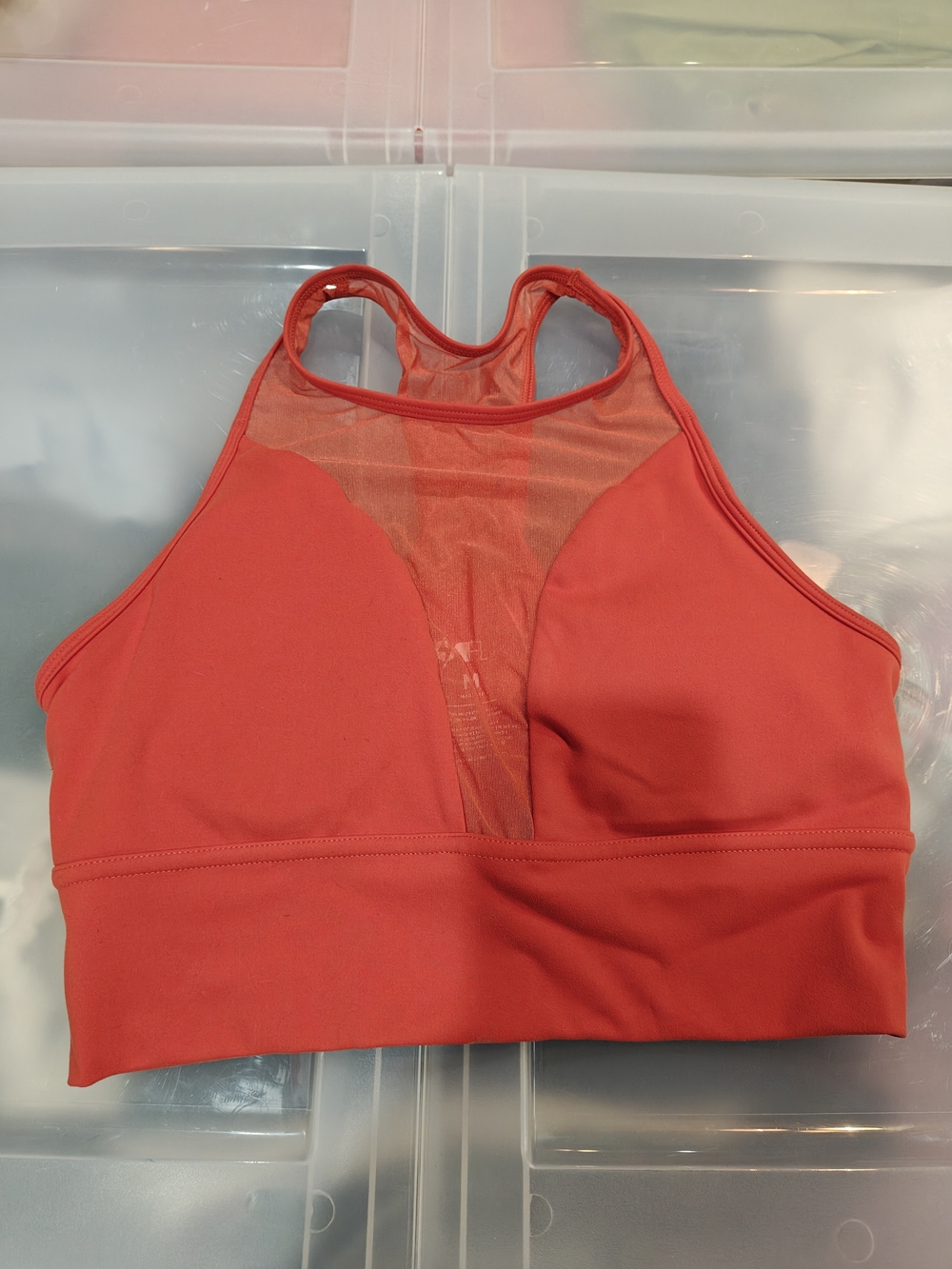POPFLEX High Neck Mesh Panel Sports Bra - Red